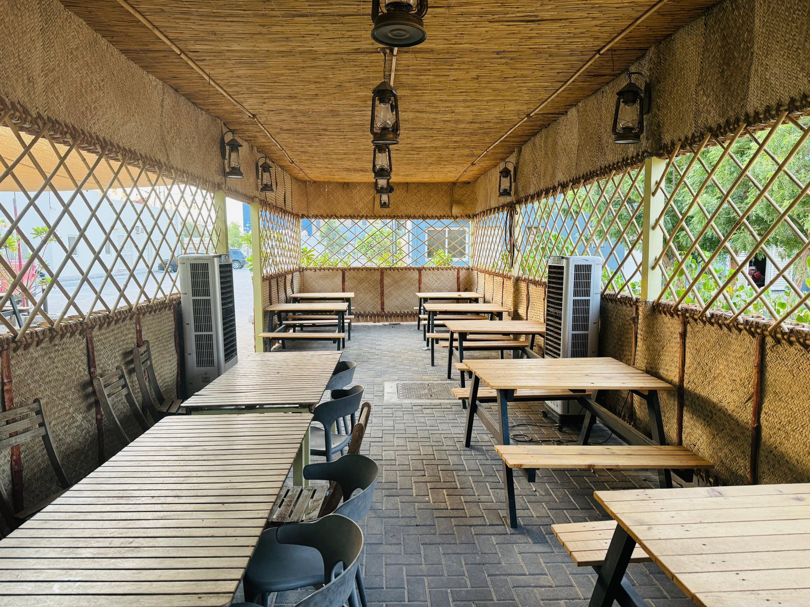 Bamboo dining hall at Just South RAK