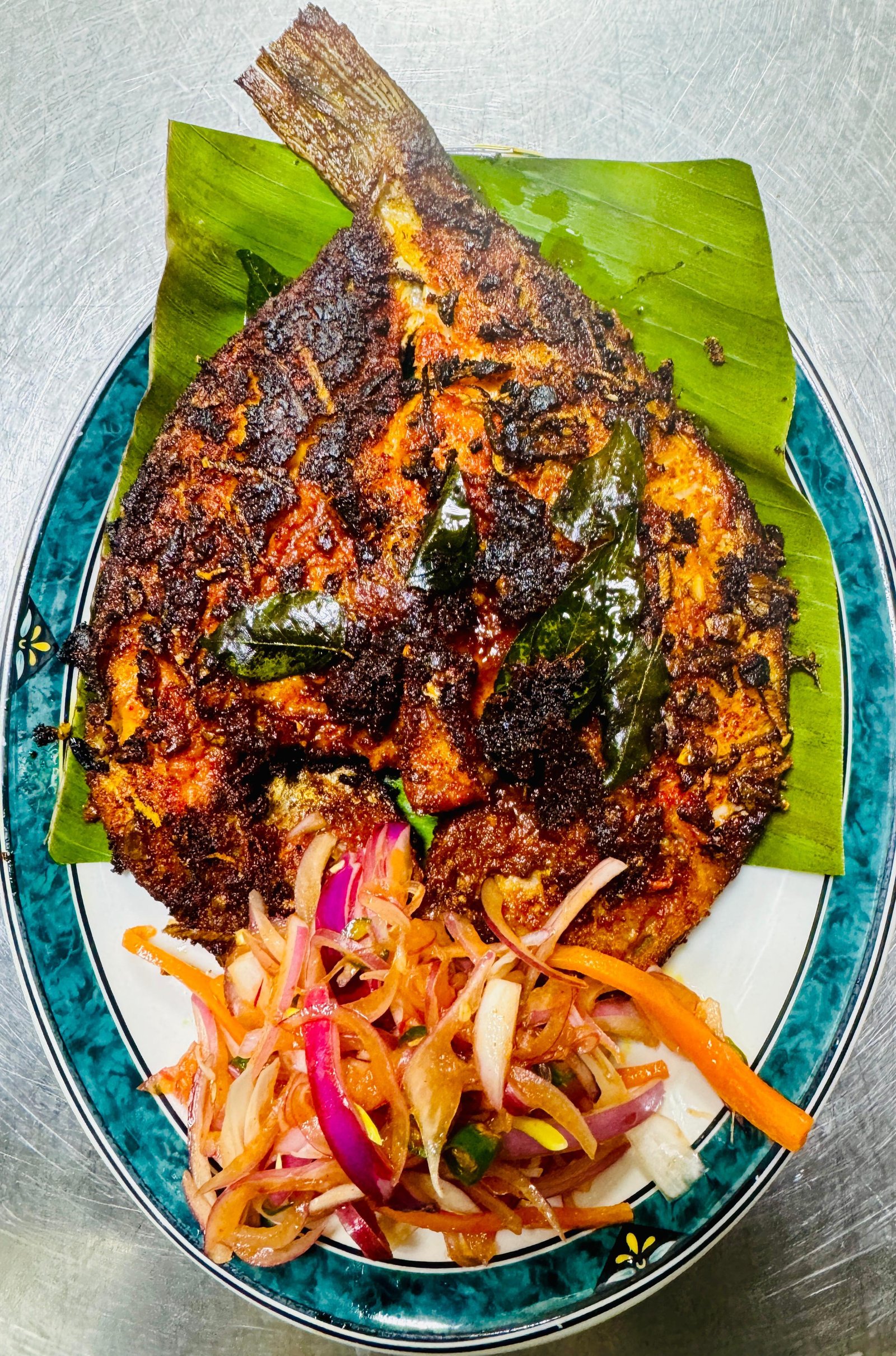 Kerala Thava Fry with curry leaves and onion salad